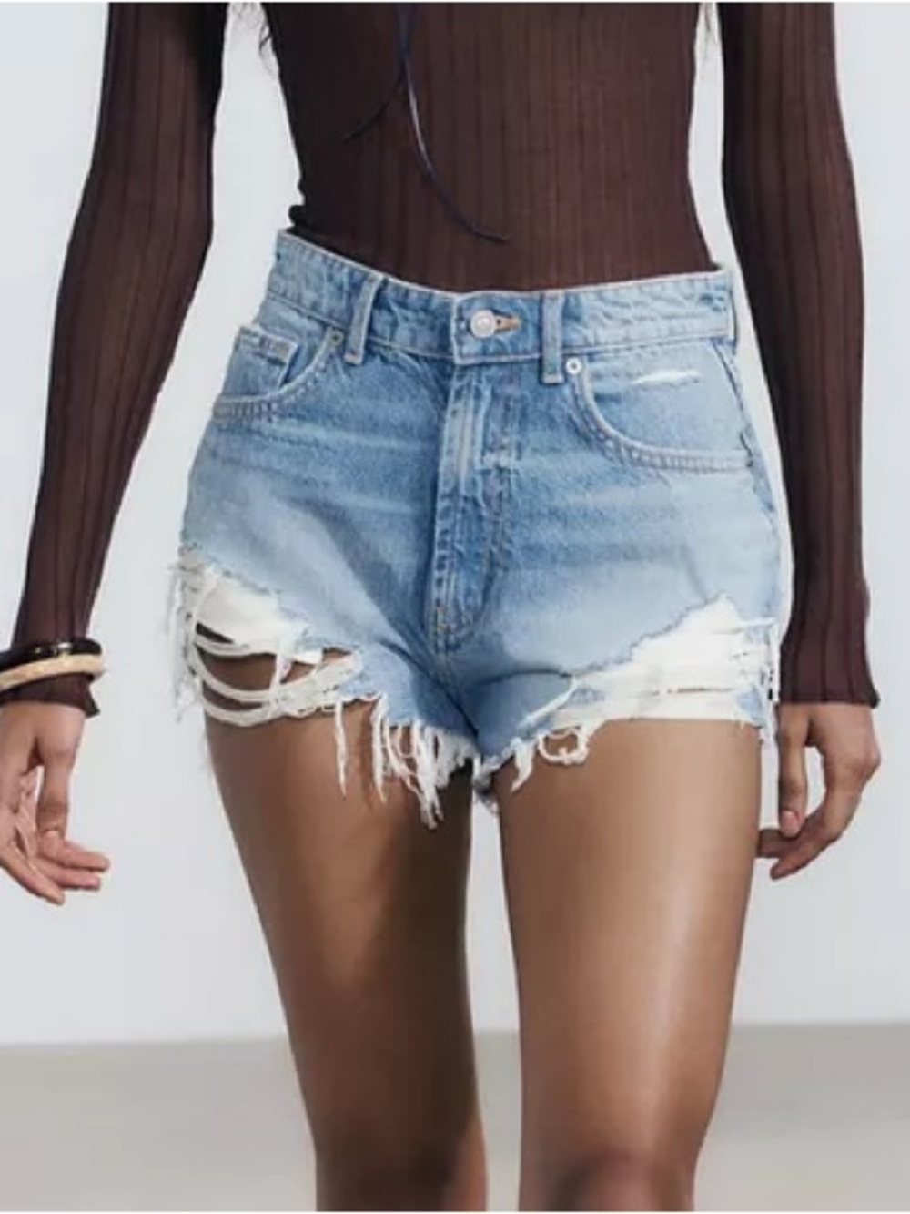 Zara ripped denim shorts